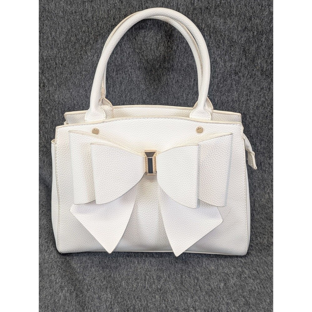 Crossi Chrissy Bow White PVC Satchel Purse Crossbody Handbag